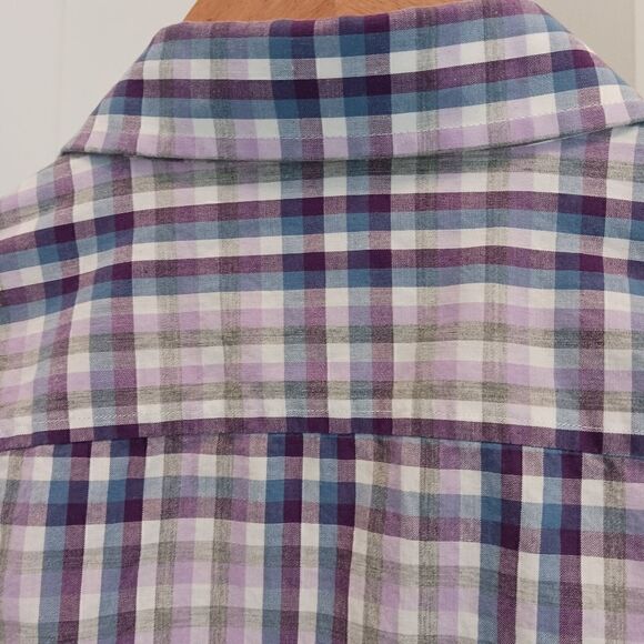 Mens Michael Kors Button Down Shirt Cotton Plaid - Picture 9 of 14